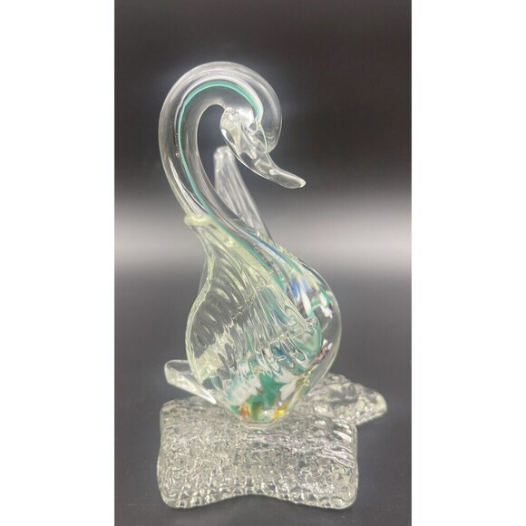 VTG Art Glass Swan Figurine Paperweight 6.5” - Picture 2 of 5